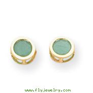 14K Gold Bezel Emerald Stud Earrings
