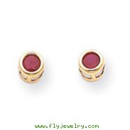 14K Gold Bezel July Ruby Post Earrings