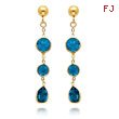 14K Gold Blue Topaz Gemstone Dangle Earrings
