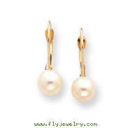 14K Gold Cultured Pearl Leverback Earrings