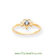 14K Gold December Topaz Birthstone Heart Ring