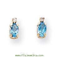 14K Gold Diamond &  Blue Topaz Birthstone Earrings