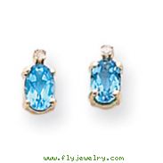 14K Gold Diamond & Blue Topaz Birthstone Earrings