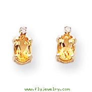 14K Gold Diamond & Citrine Birthstone Earrings