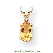 14K Gold Diamond & Citrine Birthstone Pendant