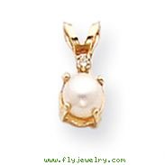14K Gold Diamond & Cultured Pearl Birthstone Pendant