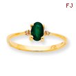 14K Gold Diamond & Emerald May Birthstone Ring