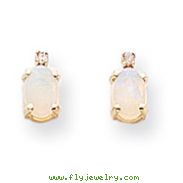 14K Gold Diamond & Opal Birthstone Earrings