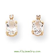 14K Gold Diamond & White Topaz Birthstone Pendant