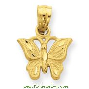 14K Gold Diamond-cut Butterfly Pendant
