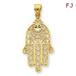14K Gold Diamond-Cut Filigree Chamseh Pendant