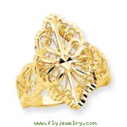 14K Gold Diamond Cut Filigree Ring