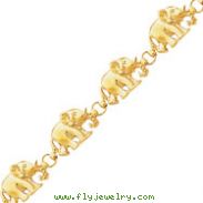 14K Gold Diamond-Cut Large Marching Elephants Bracelet