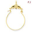 14K Gold Double Dolphins Charm Holder Pendant