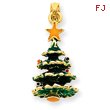 14K Gold Enameled Christmas Tree Pendant