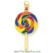 14K Gold Enameled Lollipop Pendant