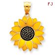 14K Gold Enameled Yellow Sunflower Pendant