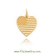 14K Gold Flag Heart Charm