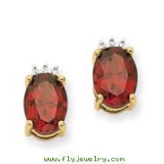 14K Gold Garnet & Diamond Post Earrings