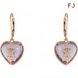 14K Gold Genuine Rose De France Quartz And Diamond Earrings