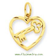 14K Gold Heart & Key Charm