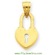 14K Gold Heart Lock Pendant
