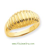 14K Gold High Polished Ribbed Dome Ring