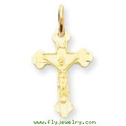 14K Gold INRI Diamond -Cut Crucifix Charm