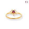 14K Gold January Garnet Birthstone Heart Ring