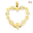 14K Gold Large Floral Heart Pendant