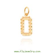 14K Gold Medium Diamond-Cut Number 0 Charm