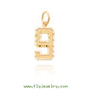 14K Gold Medium Diamond-Cut Number 9 Charm