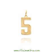 14K Gold Medium Satin Number 5 Charm