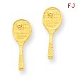 14K Gold Mini Tennis Racquet With Ball Post Earrings