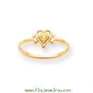 14K Gold November Citrine Birthstone Heart Ring