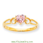 14K Gold October Pink Tourmaline Birthstone Ring