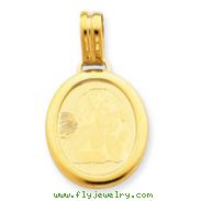 14K Gold Oval Shape Cherub Pendant