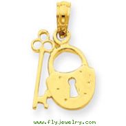 14K Gold Padlock And Key Pendant