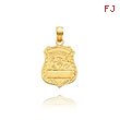 14K Gold Police Badge With Engravable Plate Pendant