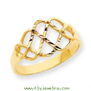 14K Gold Polished & Diamond-Cut Fancy Ring