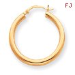 14K Gold Polished 3x28mm Round Hoop Earrings