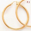 14K Gold Polished 3x50mm Round Hoop Earrings