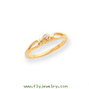 14K Gold Polished AA Diamond Fancy Ring