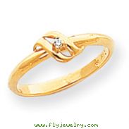 14K Gold Polished AA Diamond Swirl Ring