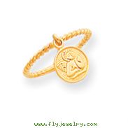 14K Gold Polished Angel Dangle Charm Ring