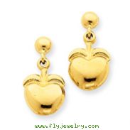 14K Gold Polished Apple Dangle Post Earrings