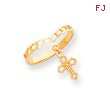 14K Gold Polished Cross Dangle Charm Ring