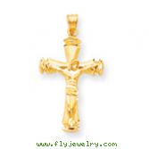 14K Gold Polished Crucifix Pendant