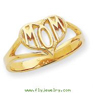 14K Gold Polished Mom Heart Ring