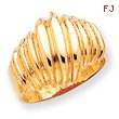 14K Gold Polished Scalloped Dome Ring